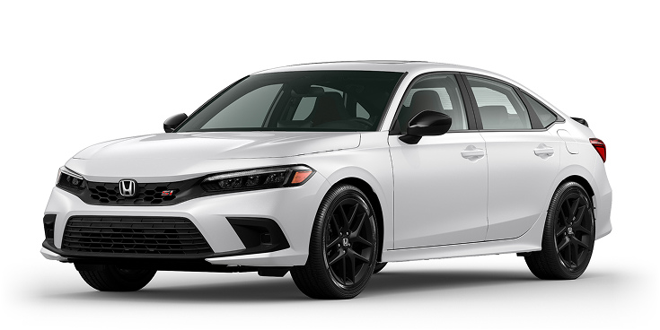 2023 Civic Si 3/4 front view in Platinum White Pearl. 2023 Civic Si 3/4 front view in Platinum White Pearl.