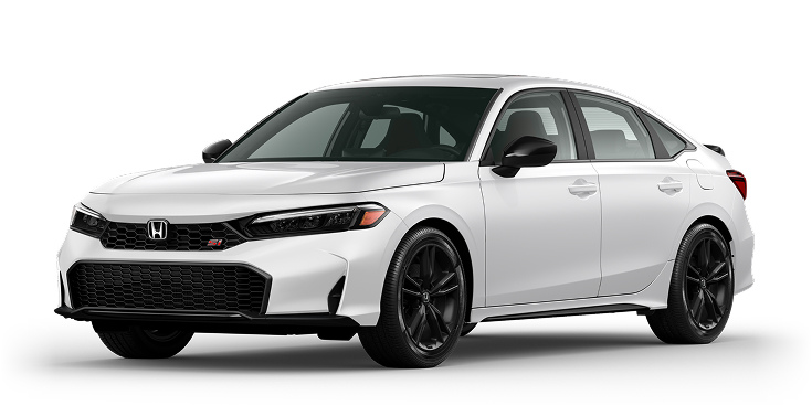 2026 Civic Si 3/4 front view in Platinum White Pearl. 2026 Civic Si 3/4 front view in Platinum White Pearl.
