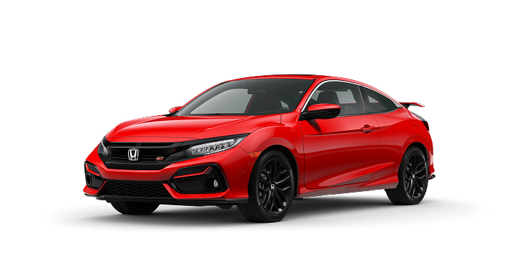 2020 Civic Si Coupe front view in Rallye Red, shown on a plain white background.